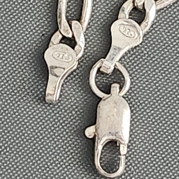 20" Length 925 Sterling Silver Figaro Chain Men's Necklace, - Picture 8 of 11